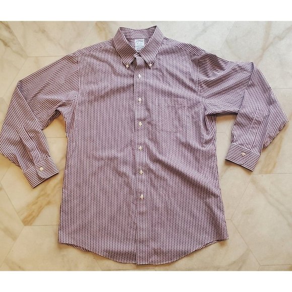 Brooks Brothers REGENT Men's Large 16-33 Red Check Button Up Dress Shirt - Picture 1 of 6